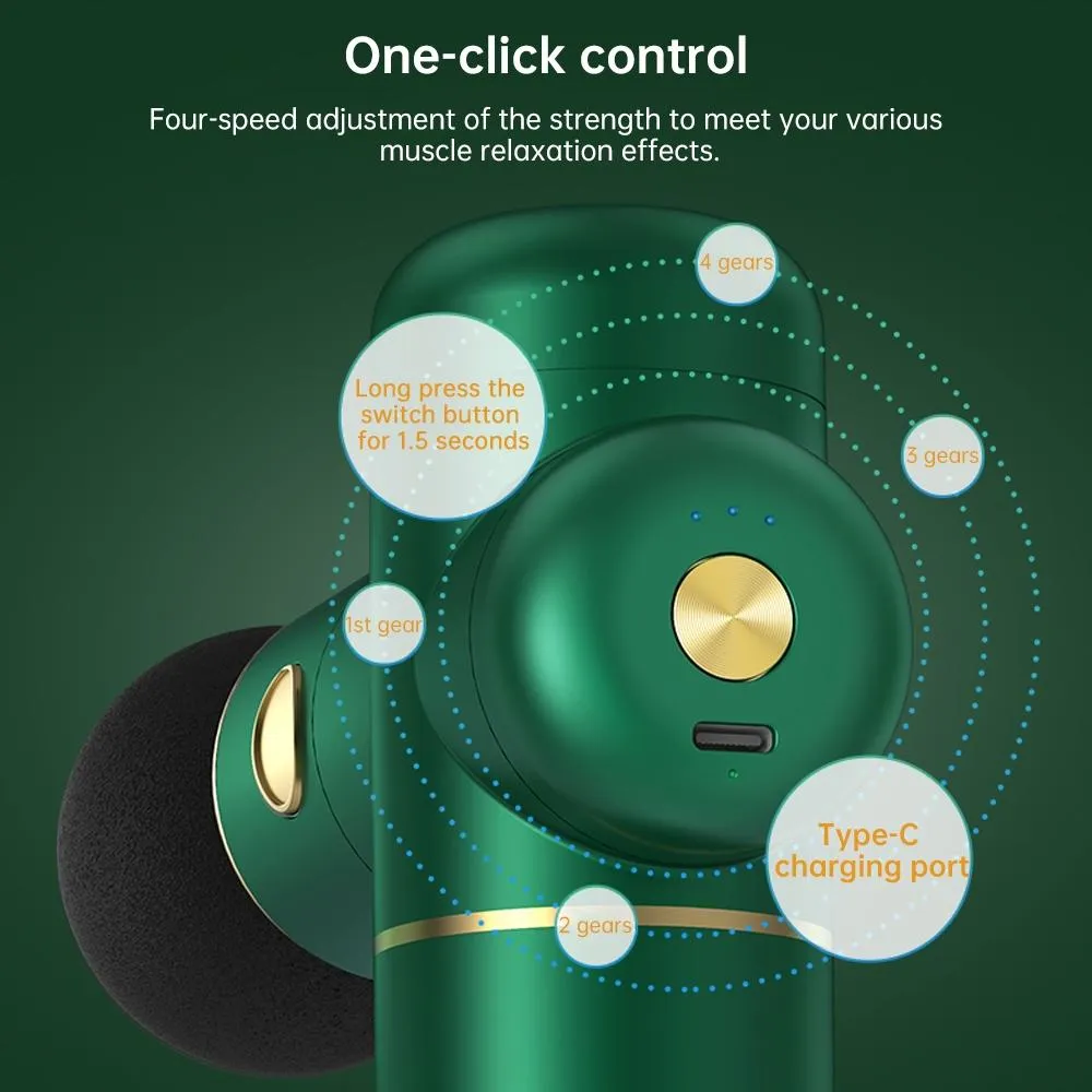 4-Head Portable Muscle Massage Gun for Sports | 32 Gears | Green