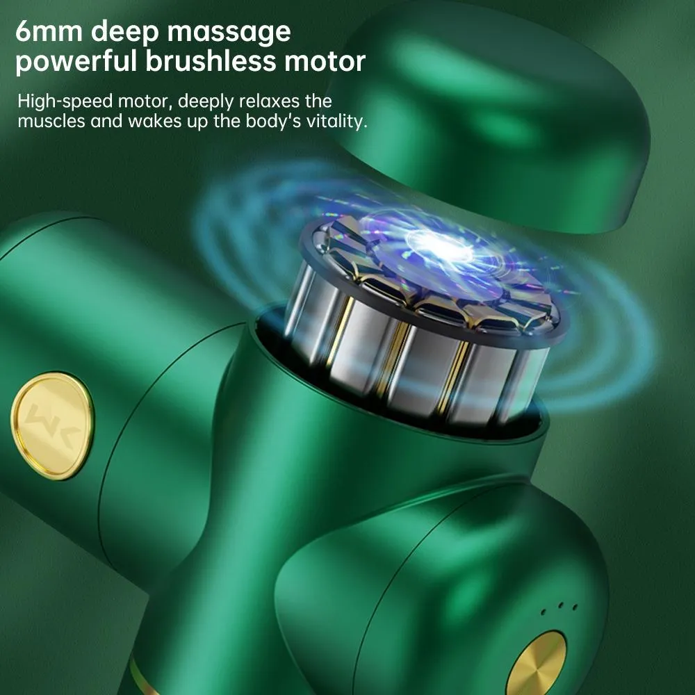 4-Head Portable Muscle Massage Gun for Sports | 32 Gears | Green