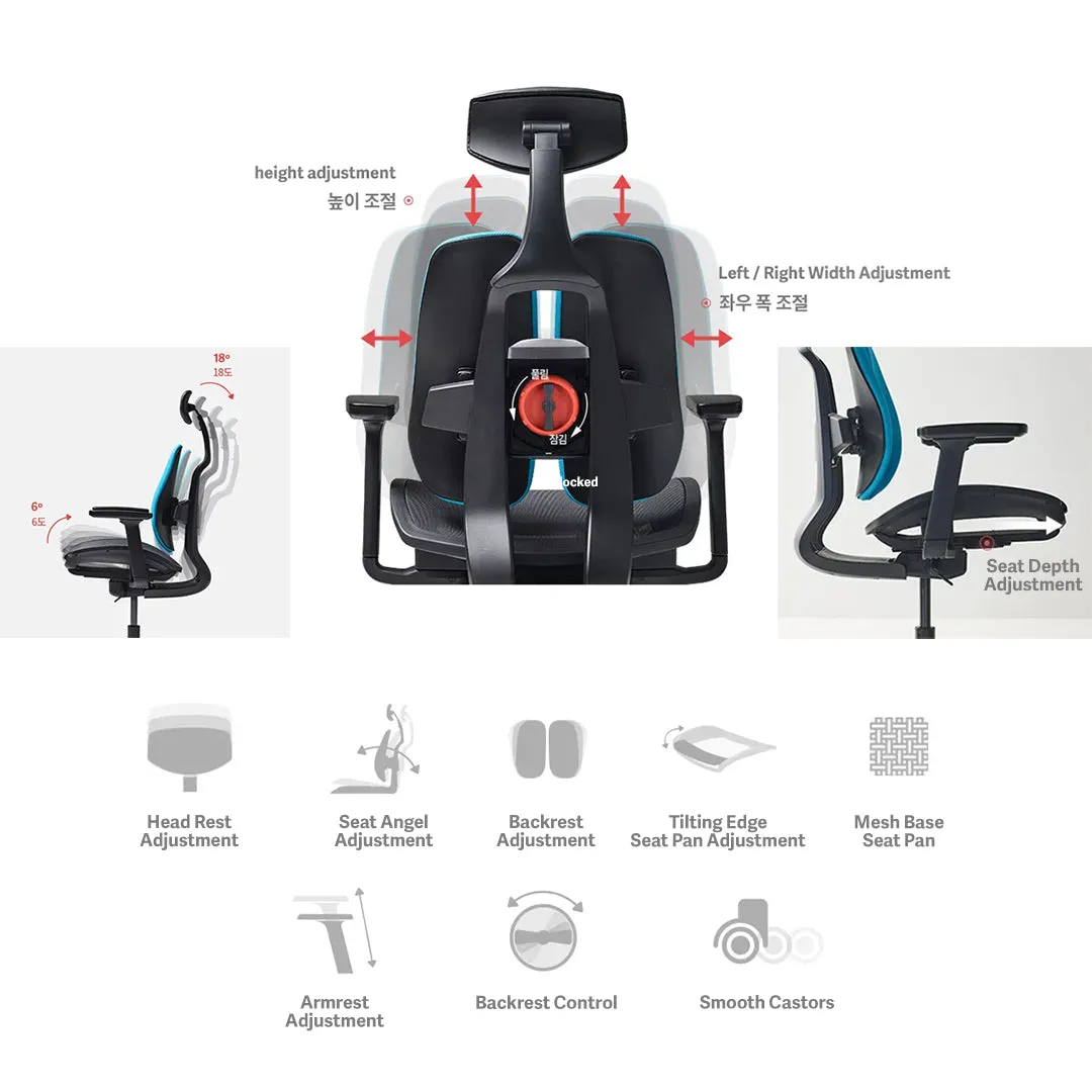 DUOREST 2.0 ERGONOMIC MESH OFFICE CHAIR, BLACK FRAME - D2-200M