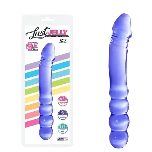 LUST JELLY PVC 9.5 DOUBLE DONG - PURPLE